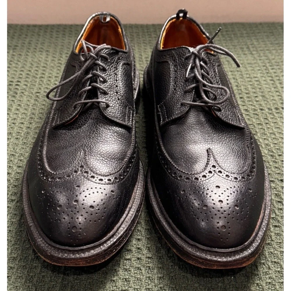 Brooks Brothers Black Fleece 1818 Mens Black Pebbled Leather Wingtip Oxfords 10D